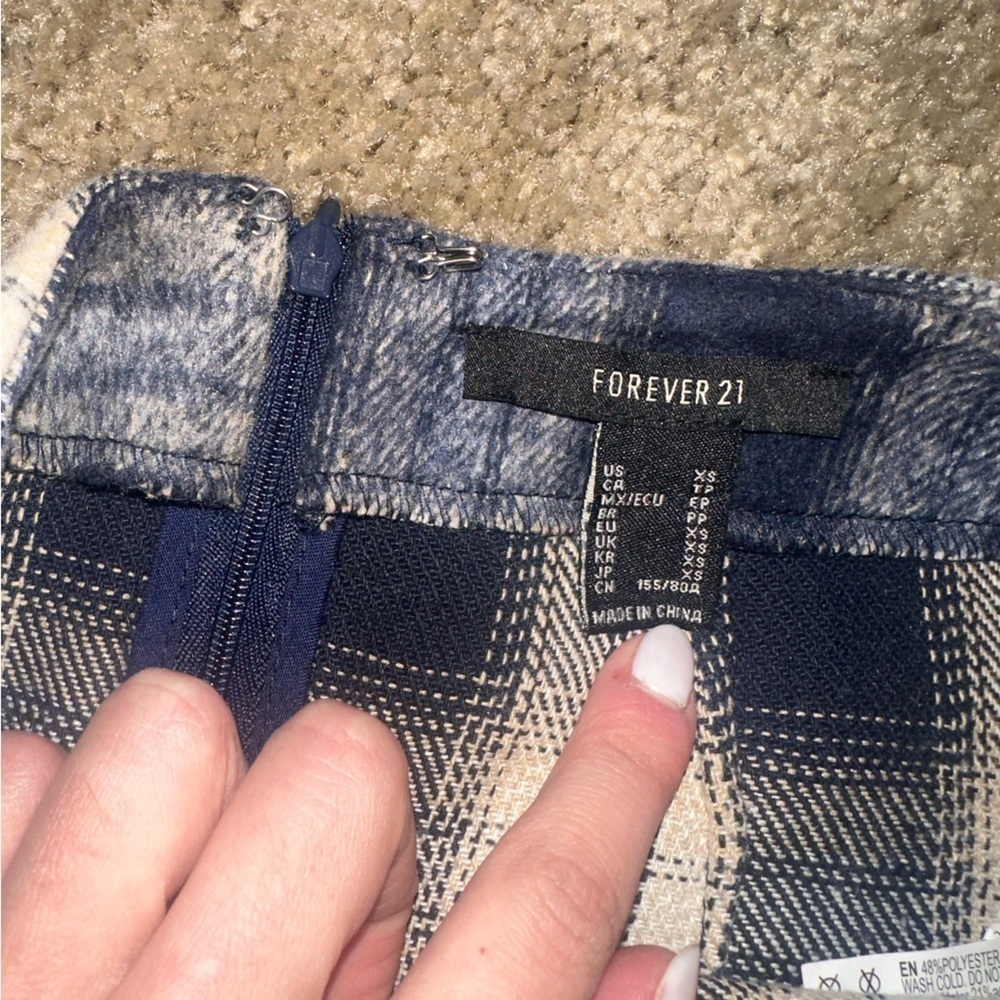 Forever 21 Blue Plaid Mini Skirt Extra Small - Picture 5 of 8